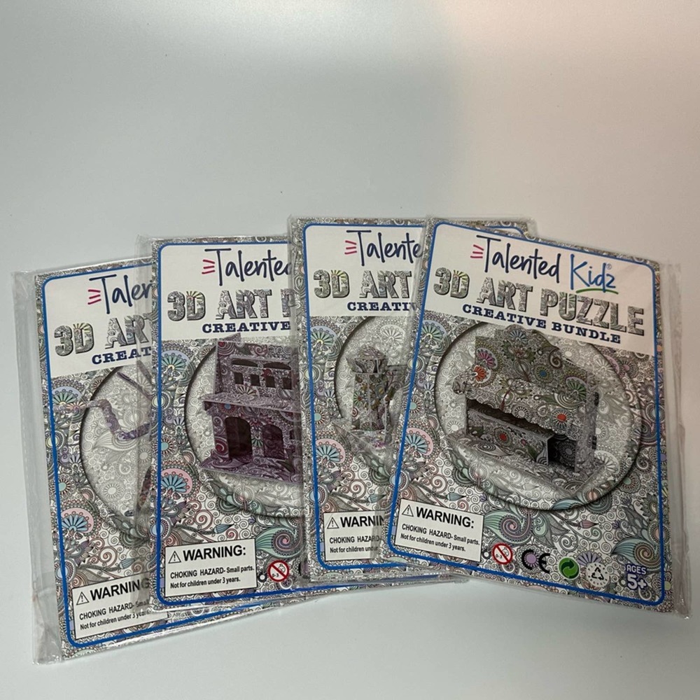 Talented Kidz 3-D Art Puzzles (4) Color and Build